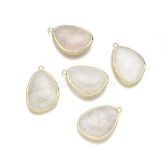 Gemstone Smooth Egg Charms, with Base Metal Edge, Approx 18x25mm, Sell by Piece