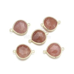 Gemstone Faceted Teardrop Double Rings Connectors, Approx 18x24mm, Sell by Piece