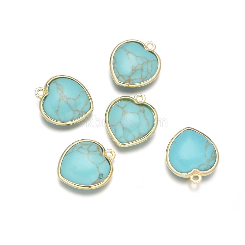 Gemstone Faceted Puffy Heart Charms, with Base Metal Edge, Approx 17mm, Sell by Piece