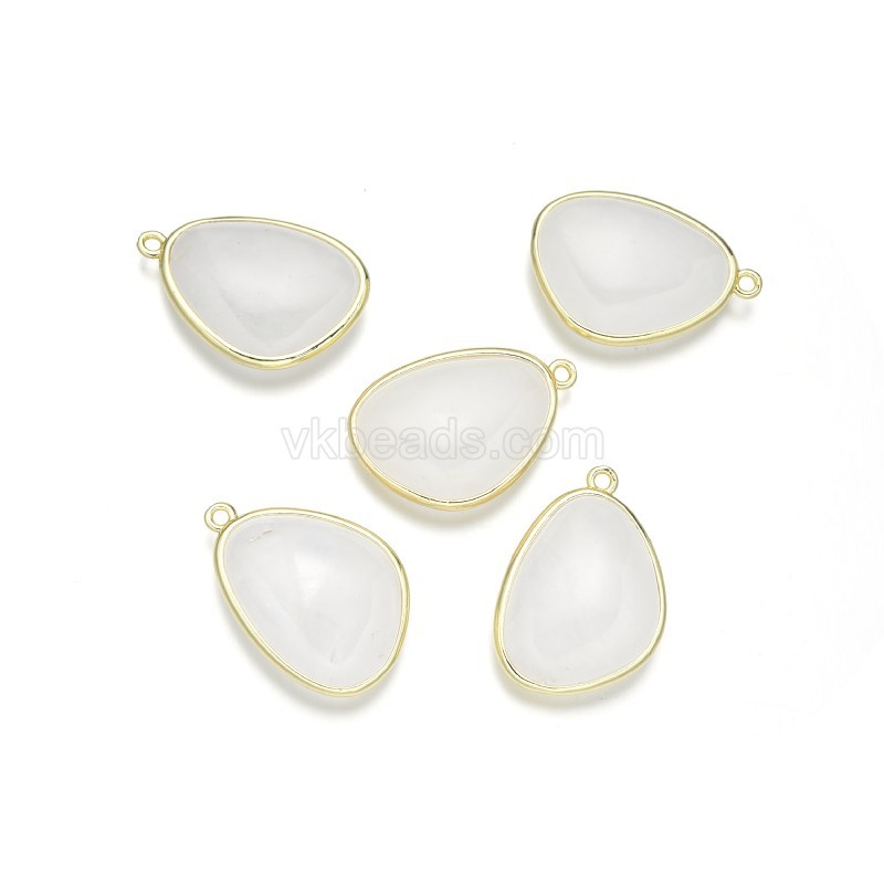 Gemstone Smooth Egg Charms, with Base Metal Edge, Approx 18x25mm, Sell by Piece