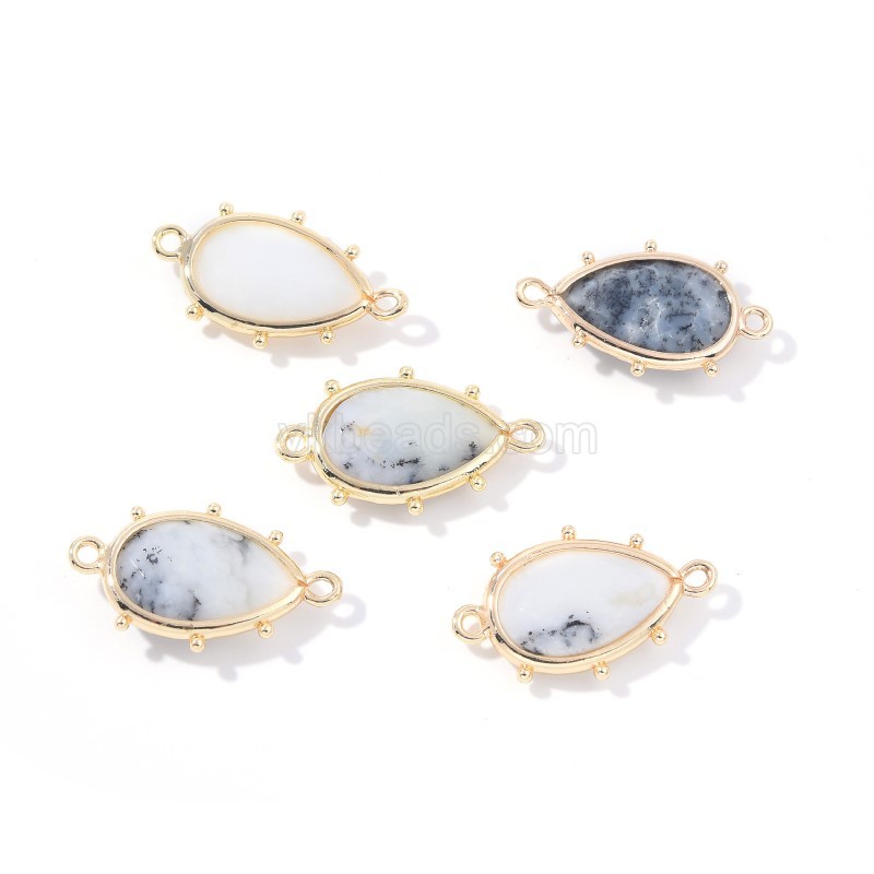 Gemstone Faceted Teardrop Double Rings Connectors, Approx 15x23mm, Sell by Piece