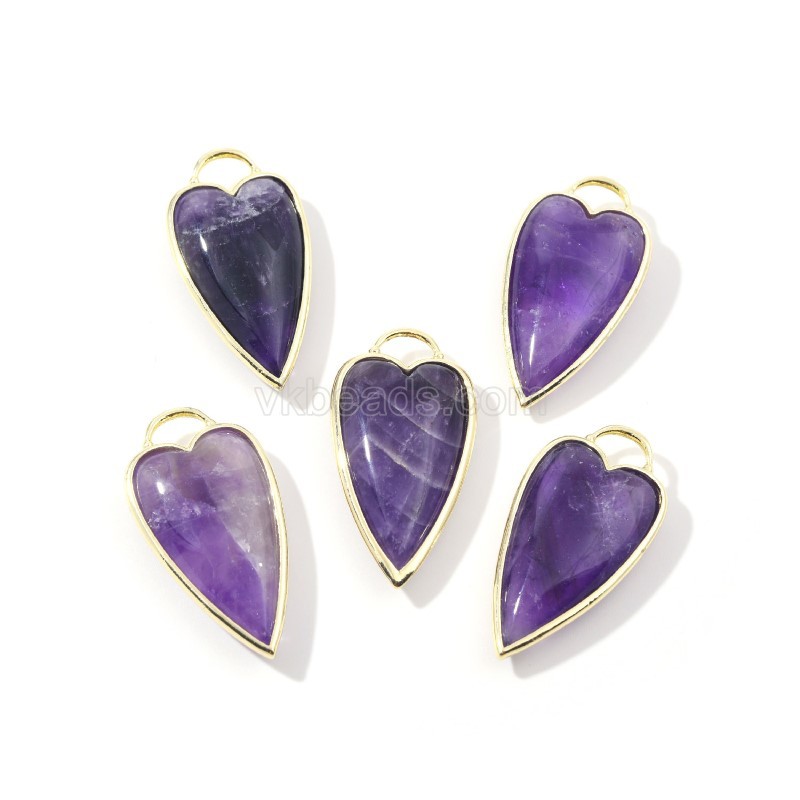 Gemstone Smooth Long Puffy Heart Charms, Approx 19x38mm, Sell by Piece