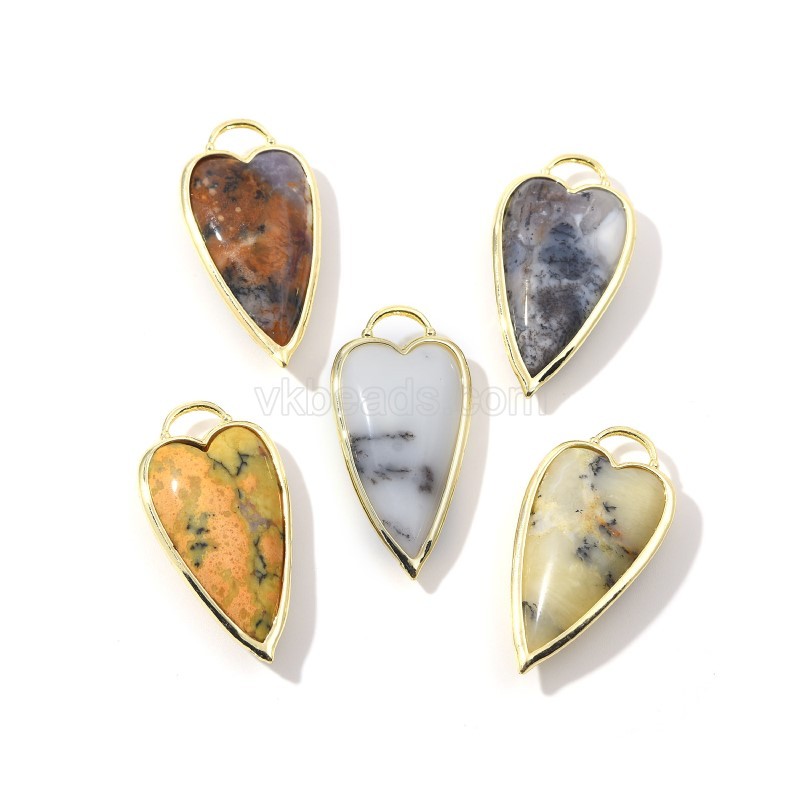 Gemstone Smooth Long Puffy Heart Charms, Approx 19x38mm, Sell by Piece