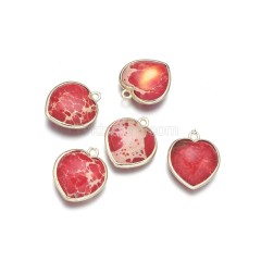 Gemstone Faceted Puffy Heart Charms, with Base Metal Edge, Approx 17mm, Sell by Piece