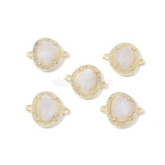 Gemstone Faceted Egg Double Rings Connectors, with Micro Pave CZ Edge, Approx 17x20mm, Sell by Piece