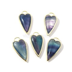 Gemstone Smooth Long Puffy Heart Charms, Approx 19x38mm, Sell by Piece