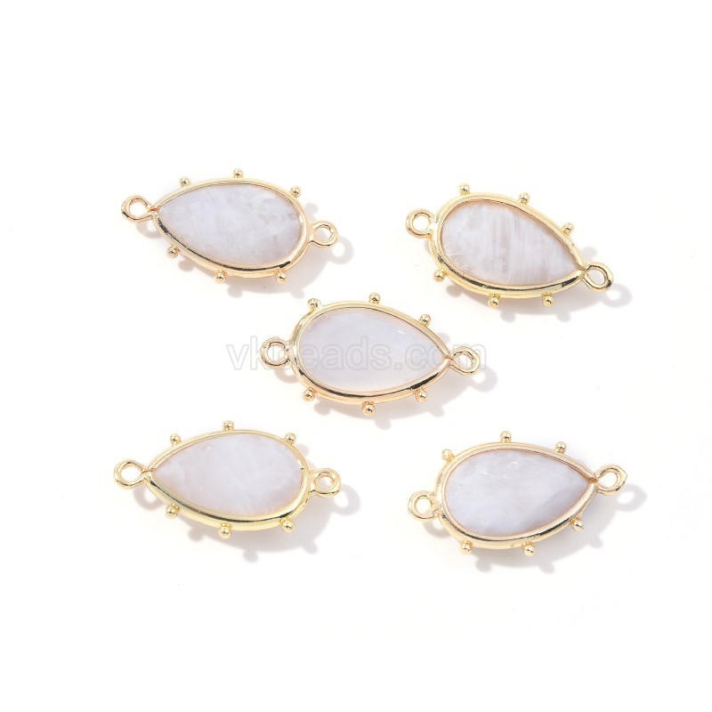 Gemstone Faceted Teardrop Double Rings Connectors, Approx 15x23mm, Sell by Piece