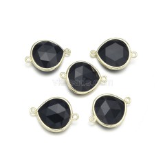 Gemstone Faceted Teardrop Double Rings Connectors, Approx 18x24mm, Sell by Piece