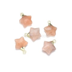 Gemstone Faceted Puffy Star Charms, with Base Metal Findings, Approx 15mm, Sell by Piece