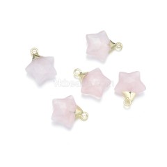 Gemstone Faceted Puffy Star Charms, with Base Metal Findings, Approx 15mm, Sell by Piece