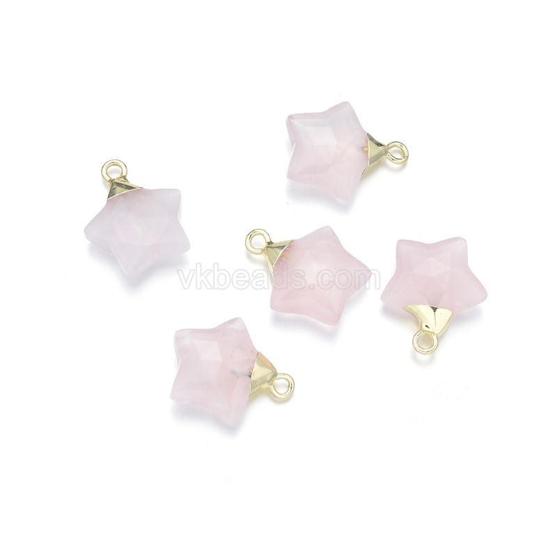 Gemstone Faceted Puffy Star Charms, with Base Metal Findings, Approx 15mm, Sell by Piece
