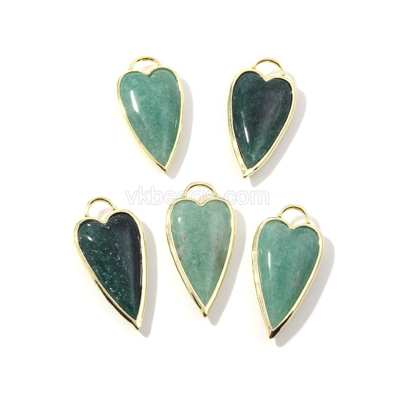 Gemstone Smooth Long Puffy Heart Charms, Approx 19x38mm, Sell by Piece