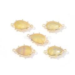 Gemstone Faceted Teardrop Double Rings Connectors, Approx 15x23mm, Sell by Piece