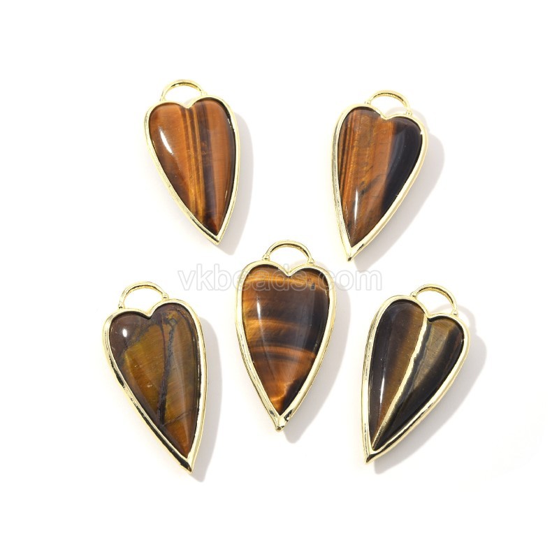 Gemstone Smooth Long Puffy Heart Charms, Approx 19x38mm, Sell by Piece