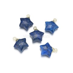 Gemstone Faceted Puffy Star Charms, with Base Metal Findings, Approx 15mm, Sell by Piece