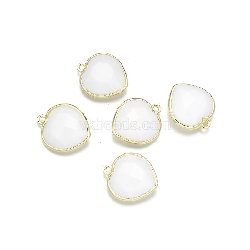 Gemstone Faceted Puffy Heart Charms, with Base Metal Edge, Approx 17mm, Sell by Piece