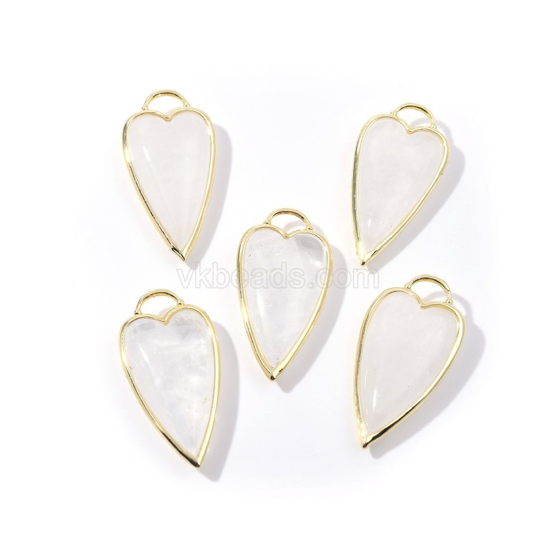 Gemstone Smooth Long Puffy Heart Charms, Approx 19x38mm, Sell by Piece