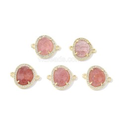 Gemstone Faceted Egg Double Rings Connectors, with Micro Pave CZ Edge, Approx 17x20mm, Sell by Piece