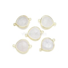 Gemstone Faceted Teardrop Double Rings Connectors, Approx 18x24mm, Sell by Piece