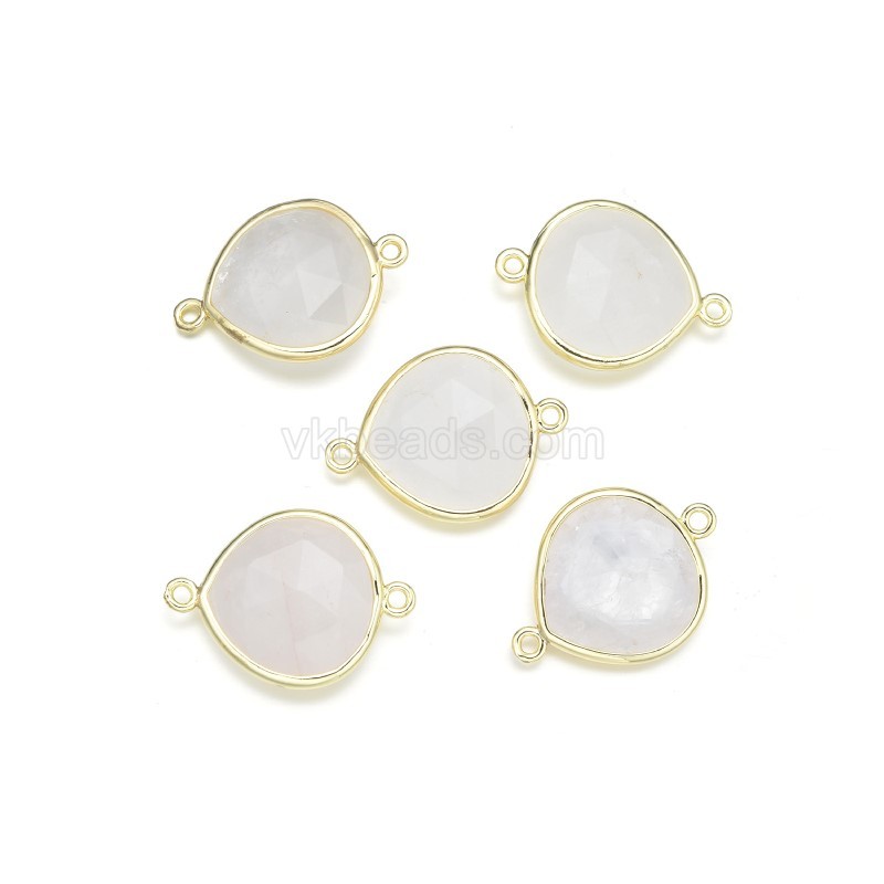 Gemstone Faceted Teardrop Double Rings Connectors, Approx 18x24mm, Sell by Piece