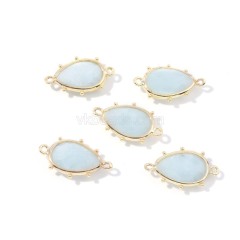 Gemstone Faceted Teardrop Double Rings Connectors, Approx 15x23mm, Sell by Piece