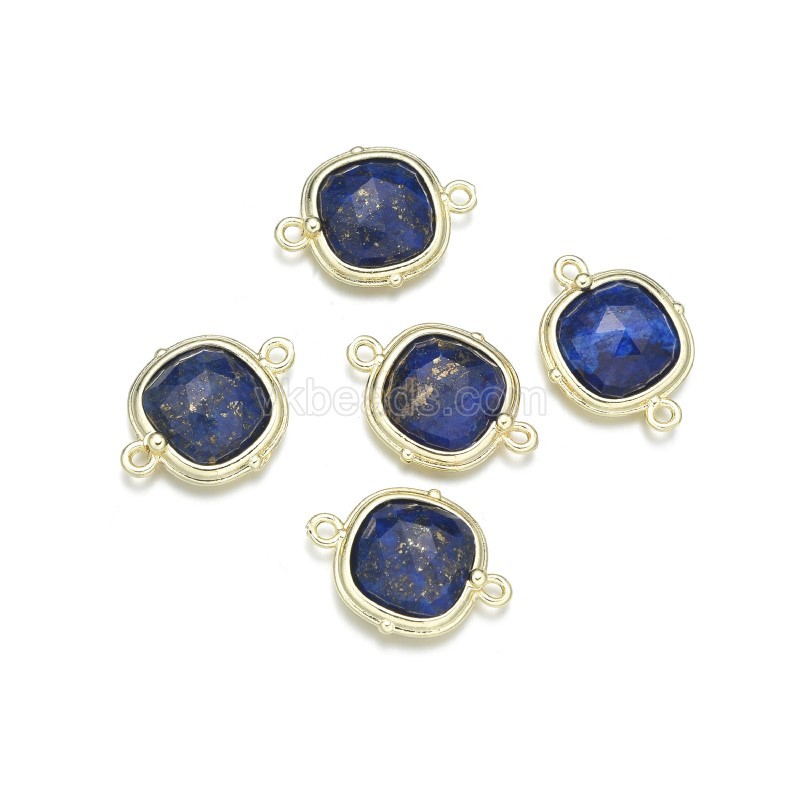 Gemstone Faceted Square Double Rings Base Metal Connectors, Approx 14mm, Sell by Piece