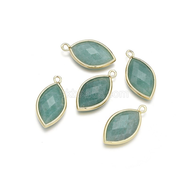 Gemstone Faceted Horse Eye  Charms, with Base Metal Edge, Approx 11.5x22mm, Sell by Piece