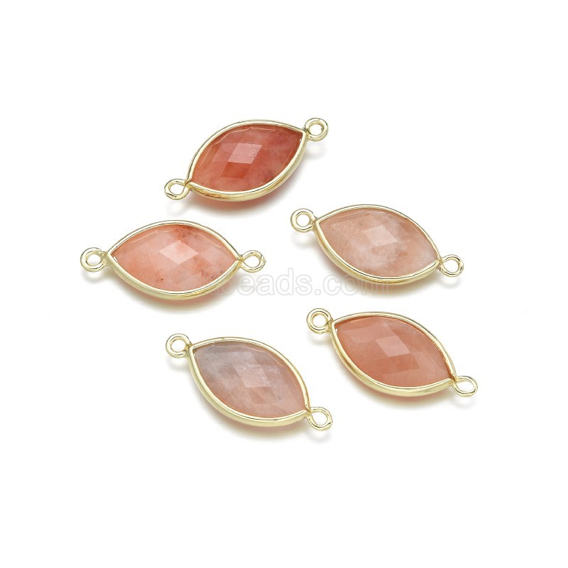 Gemstone Faceted Horse Eye Double Rings Base Metal Connectors, Approx 12x25mm, Sell by Piece