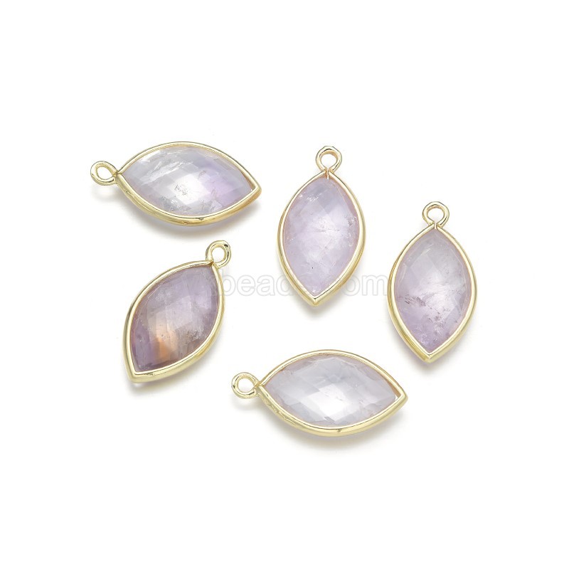 Gemstone Faceted Horse Eye Charms, with Gold Plated Base Metal Findings, Approx 11.5x22mm, Sell by Piece