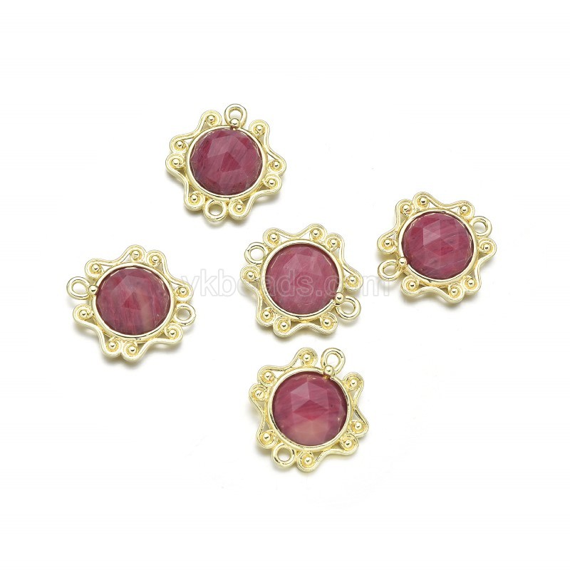 Gemstone Faceted Round Charms, with Gold Plated Findings, Approx 17mm, Sell by Piece