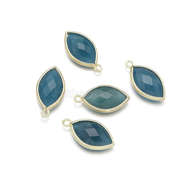 Gemstone Faceted Horse Eye  Charms, with Base Metal Edge, Approx 11.5x22mm, Sell by Piece