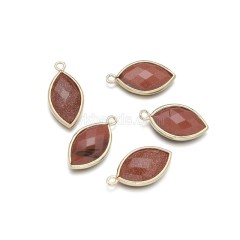 Gemstone Faceted Horse Eye Charms, with Gold Plated Base Metal Findings, Approx 11.5x22mm, Sell by Piece