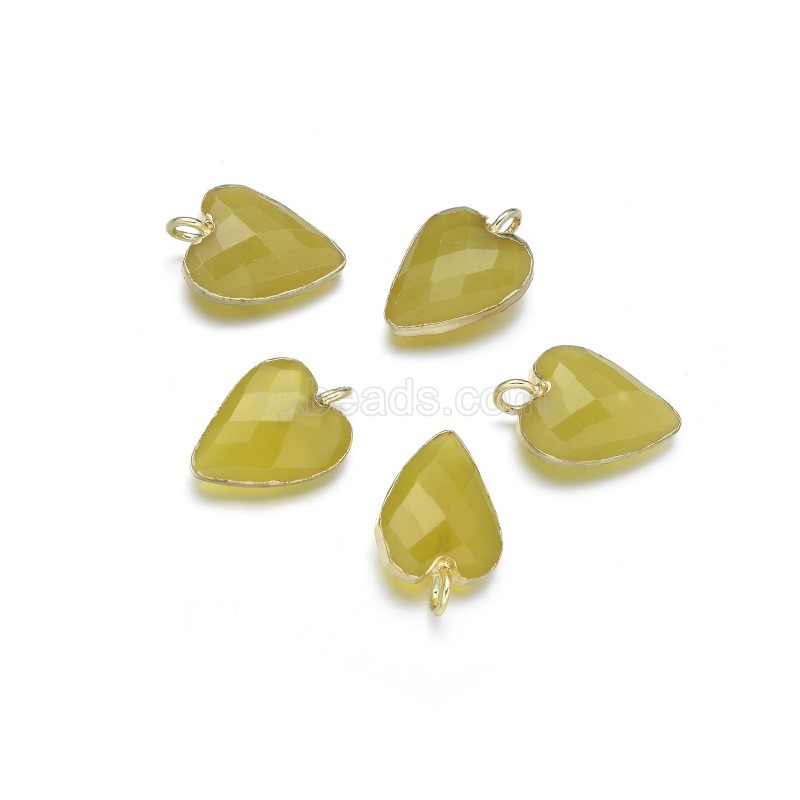 Gemstone Faceted Puffy Heart  Charms, with Base Metal Edge, Approx 12x18mm, Sell by Piece
