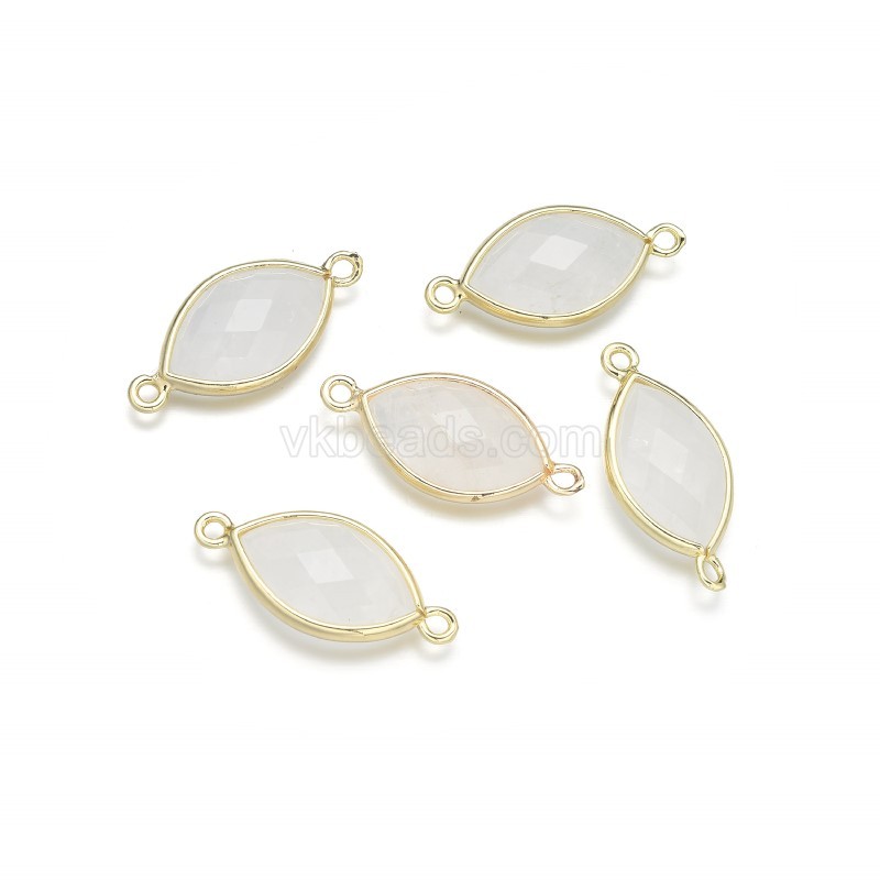 Gemstone Faceted Horse Eye Double Rings Base Metal Connectors, Approx 12x25mm, Sell by Piece