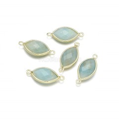 Gemstone Faceted Horse Eye Double Rings Base Metal Connectors, Approx 12x25mm, Sell by Piece