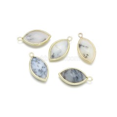 Gemstone Faceted Horse Eye  Charms, with Base Metal Edge, Approx 11.5x22mm, Sell by Piece