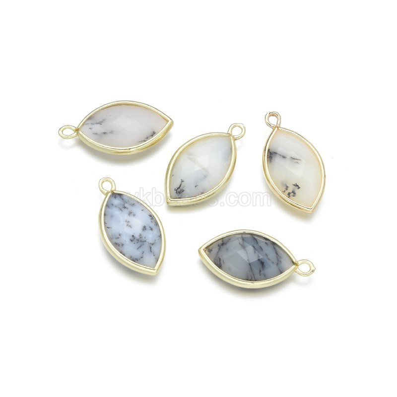 Gemstone Faceted Horse Eye  Charms, with Base Metal Edge, Approx 11.5x22mm, Sell by Piece