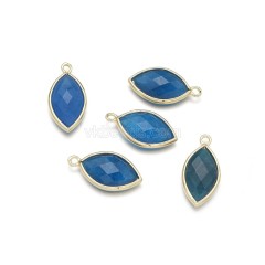 Gemstone Faceted Horse Eye  Charms, with Base Metal Edge, Approx 11.5x22mm, Sell by Piece