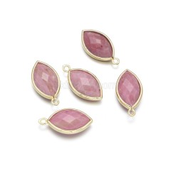 Gemstone Faceted Horse Eye  Charms, with Base Metal Edge, Approx 11.5x22mm, Sell by Piece