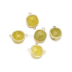 Gemstone Faceted Square Double Rings Base Metal Connectors, Approx 14mm, Sell by Piece