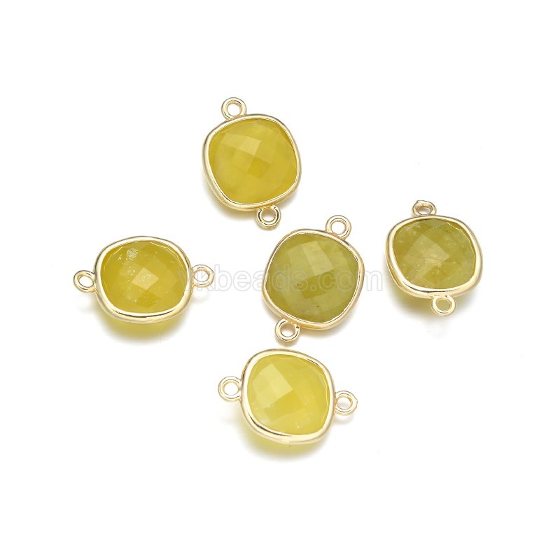 Gemstone Faceted Square Double Rings Base Metal Connectors, Approx 14mm, Sell by Piece