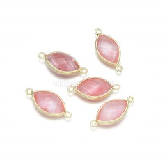 Gemstone Faceted Horse Eye Double Rings Base Metal Connectors, Approx 12x25mm, Sell by Piece