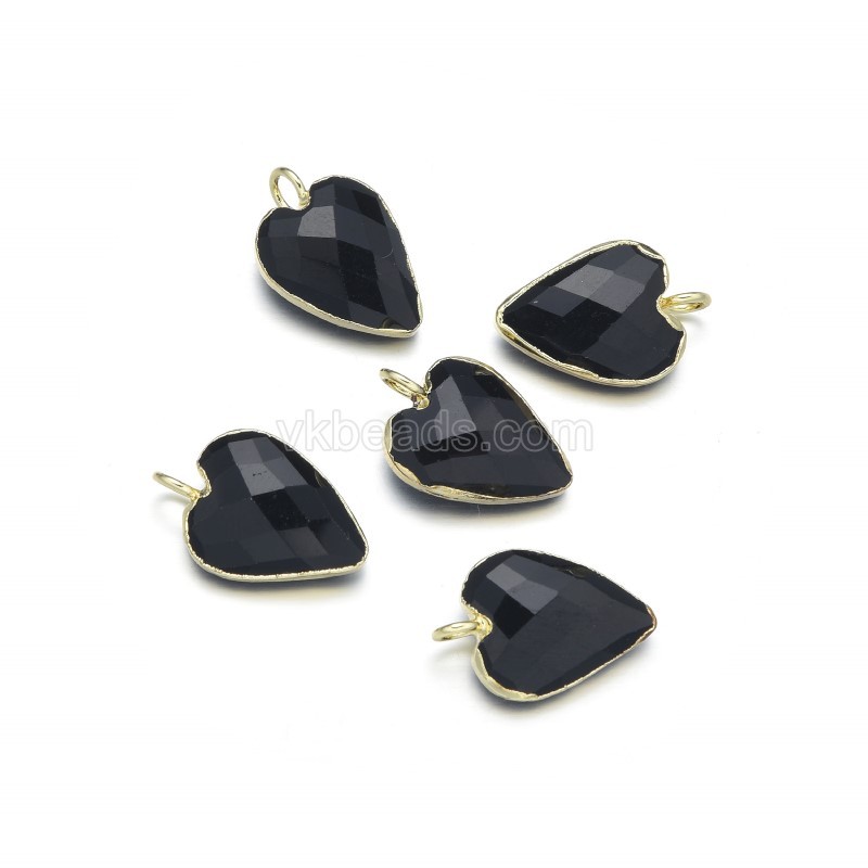 Gemstone Faceted Puffy Heart  Charms, with Base Metal Edge, Approx 12x18mm, Sell by Piece