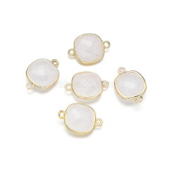 Gemstone Faceted Square Double Rings Base Metal Connectors, Approx 14mm, Sell by Piece