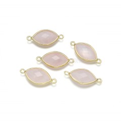 Gemstone Faceted Horse Eye Double Rings Connectors, with Gold Plated Base Metal Findings, Approx 12x25mm, Sell by Piece
