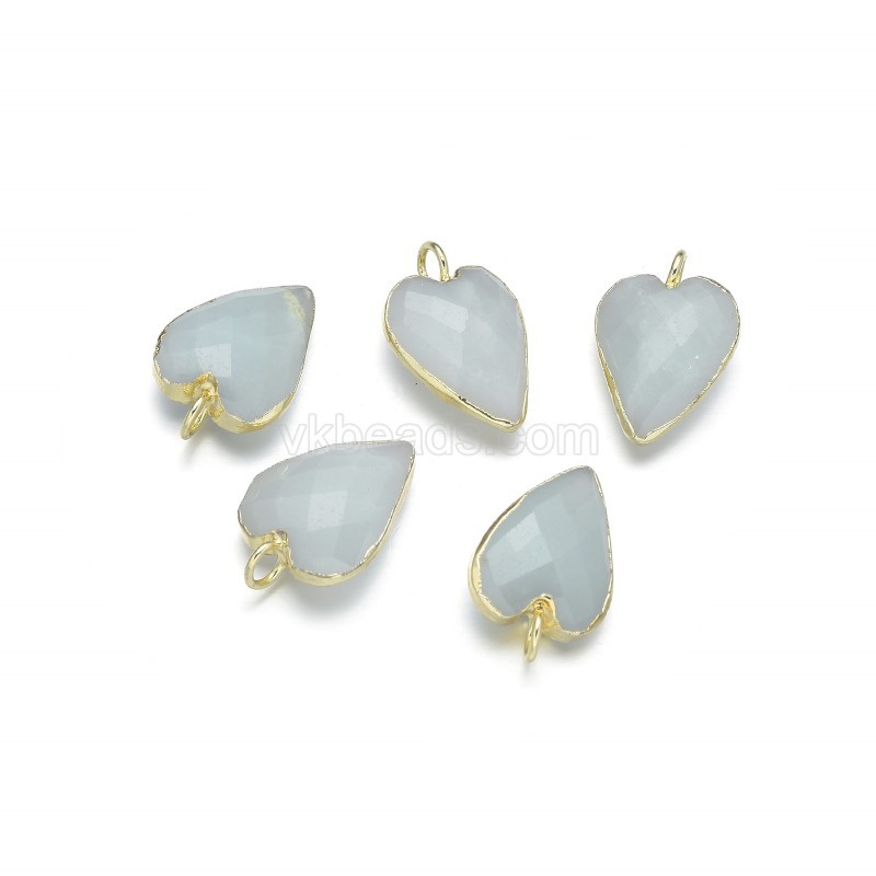 Gemstone Faceted Puffy Heart  Charms, with Base Metal Edge, Approx 12x18mm, Sell by Piece