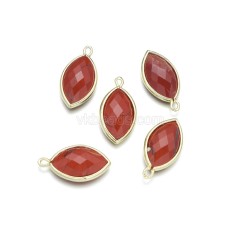 Gemstone Faceted Horse Eye Charms, with Gold Plated Base Metal Findings, Approx 11.5x22mm, Sell by Piece