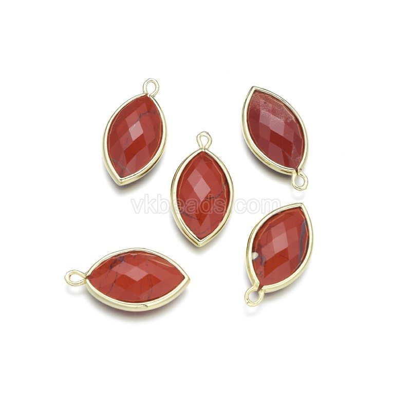 Gemstone Faceted Horse Eye Charms, with Gold Plated Base Metal Findings, Approx 11.5x22mm, Sell by Piece