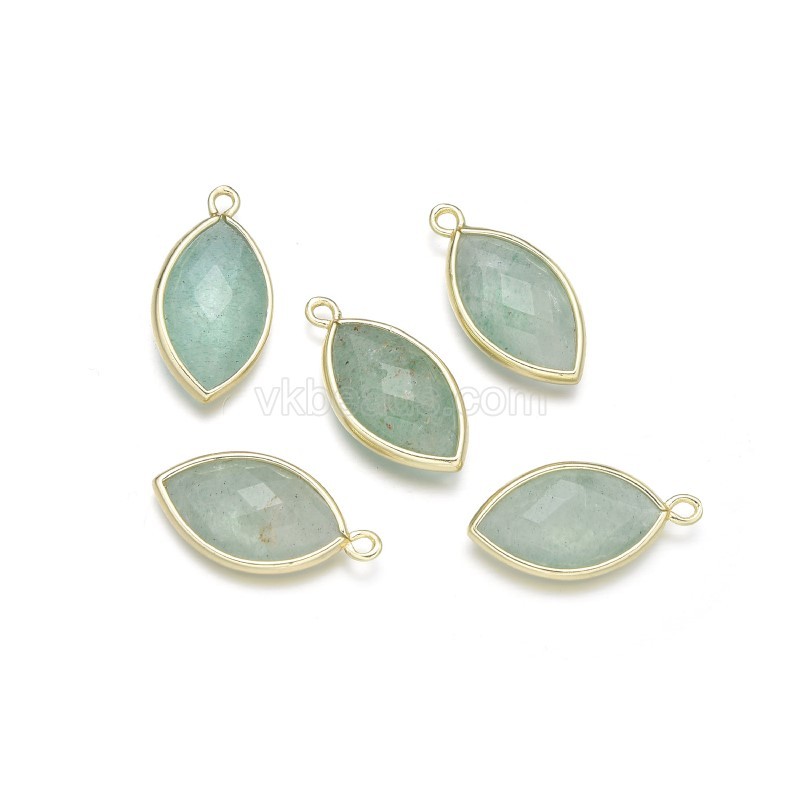 Gemstone Faceted Horse Eye  Charms, with Base Metal Edge, Approx 11.5x22mm, Sell by Piece