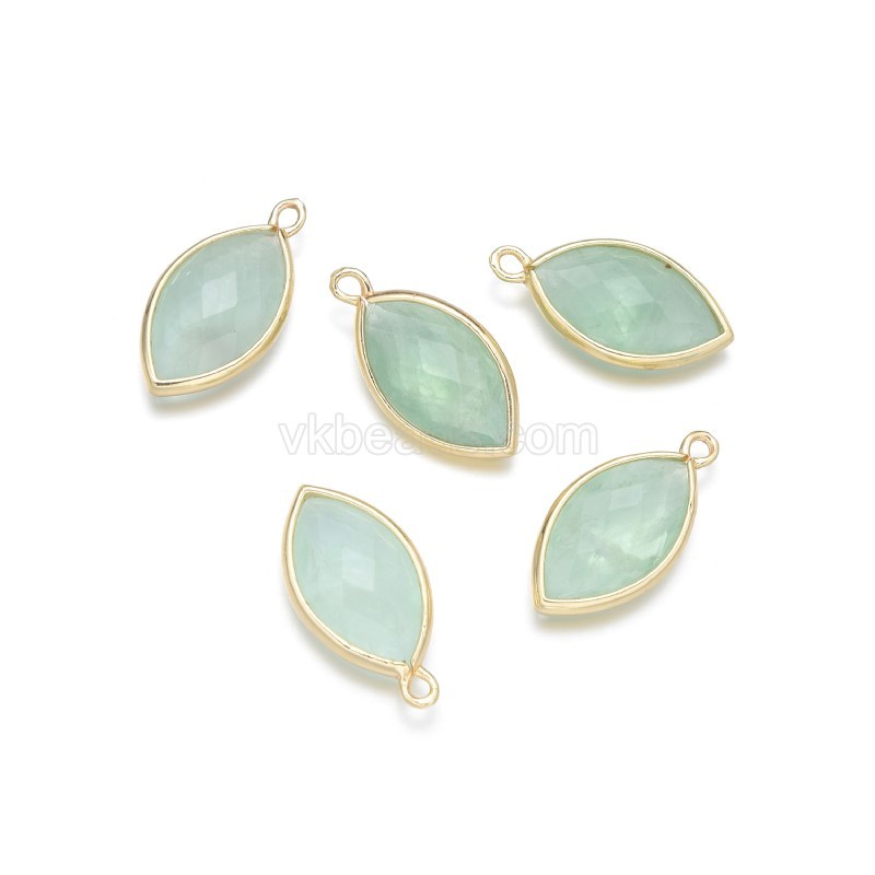 Gemstone Faceted Horse Eye  Charms, with Base Metal Edge, Approx 11.5x22mm, Sell by Piece